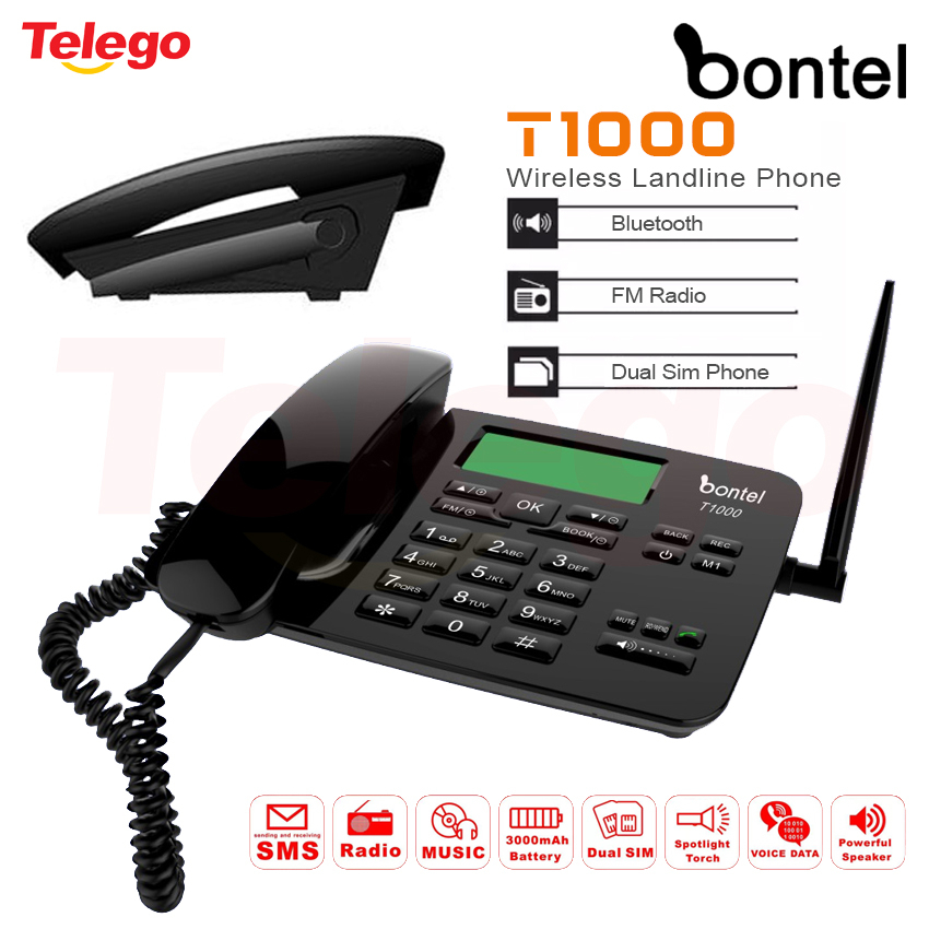 Telego Bontel T1000 3000mAh Wireless Landline Phone Dual Sim Mobile Phone Shopee Philippines