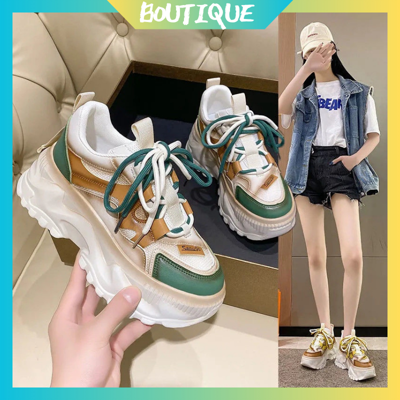 Boutique shoes New Korean Chunky Sneakers High Cut Rubber Shoes For ...