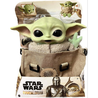 100 Original Star Wars The Mandalorian Talking Baby Yoda Grogu with Brown Sling Bag