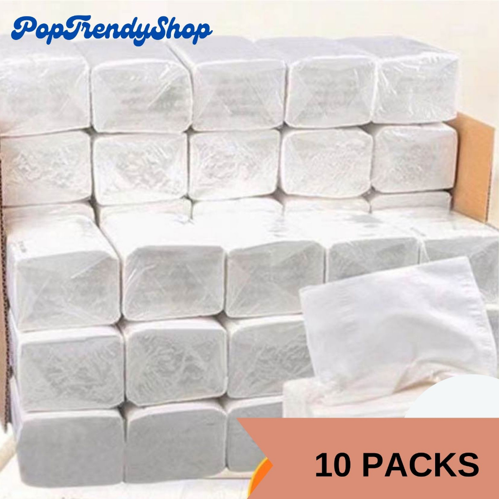 10packs Household Puree Toilet Paper Thickening 3-Ply Facial Tissue Car ...
