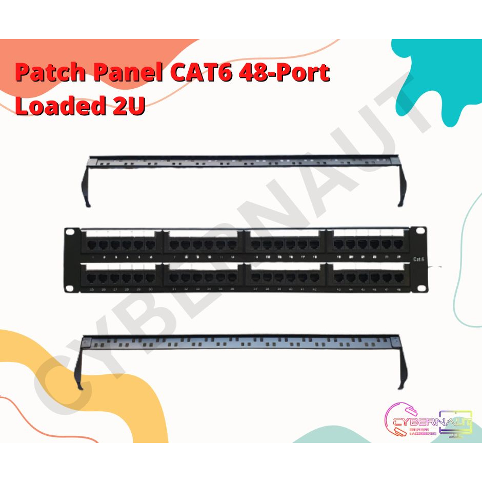 Patch Panel Cat6 2U 48Port Rackmount Or Wall Mount Punch Down Patch