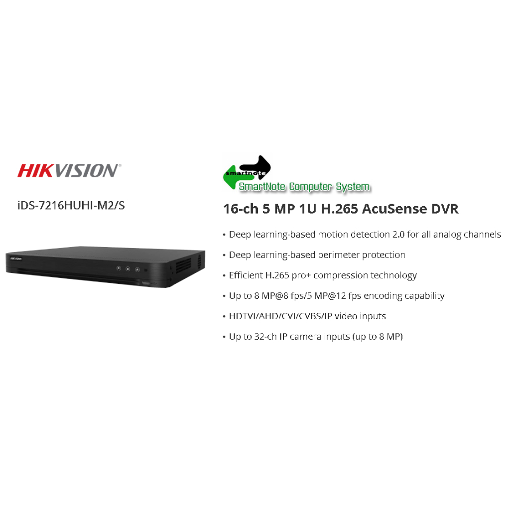 HIKVISION 16-ch 5 MP 1U H.265 AcuSense DVR(iDS-7216HUHI-M2/S) | Shopee ...