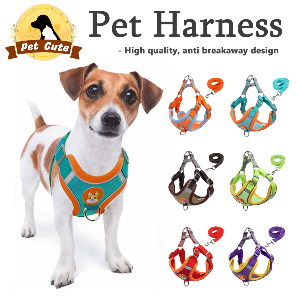 Pet Dog Harness With Leash Pet Adjustable Reflective Harness Vest Puppy