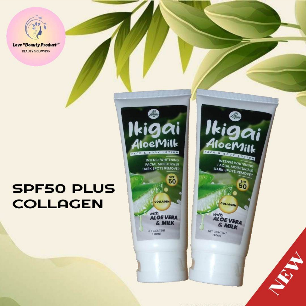 Ikigai Aloe Vera Milk Lotion for Face & Body with SPF 50 110ml(2 Lotion