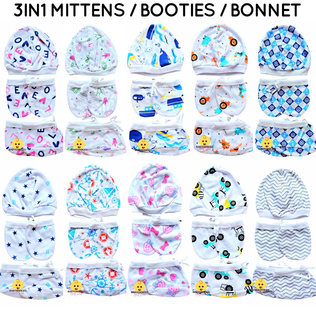 Babyhug 100% Cotton Mittens & Booties Sports Print - Blue main image 1