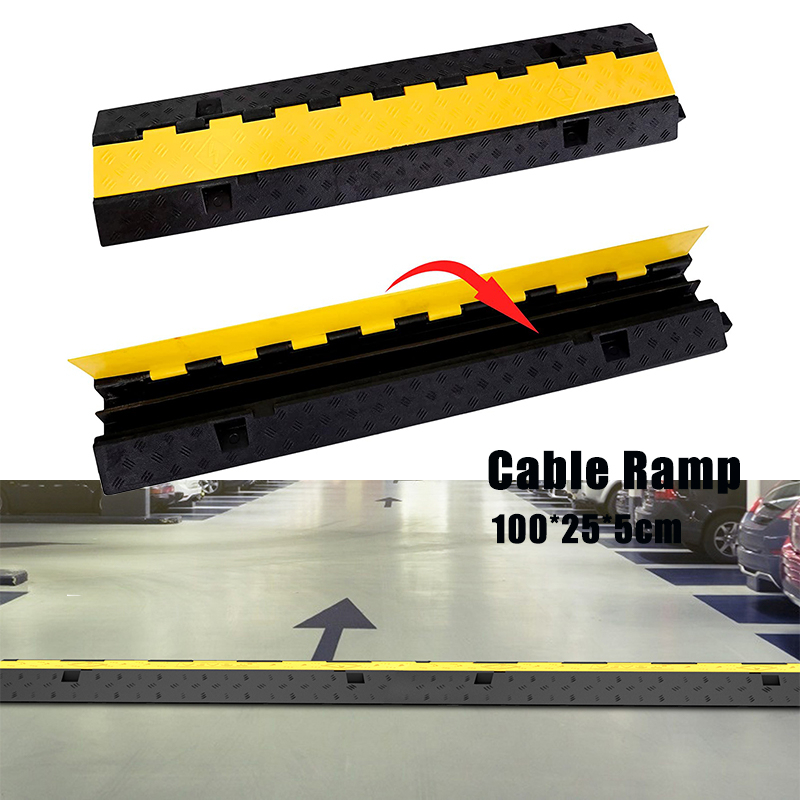 Rubber Cable Ramp 2 Channels Black & Yellow Speed Bumps Hose Protector ...