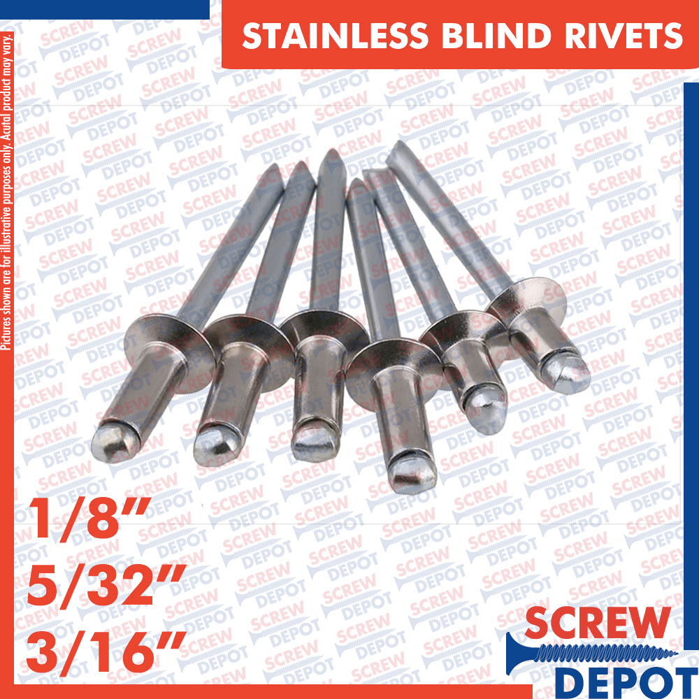 100PCS 1/8 5/32 3/16 SS Blind Rivets / Stainless Blind Rivet / Pop ...