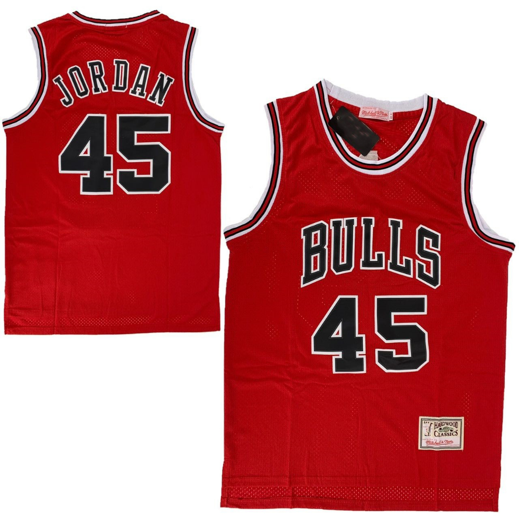 #45 Men's Mitchell & Ness Michael Jordan Red Chicago Bulls Jersey 