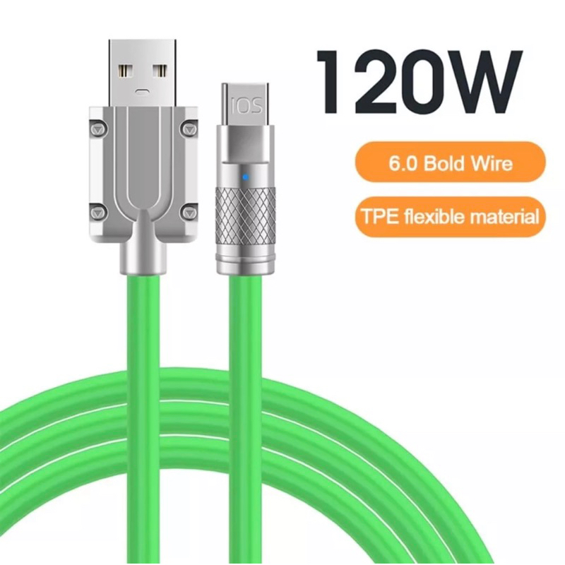 120w Original USB Liquid Silicone Cable Metal 6A Type C Micro IP Fast ...