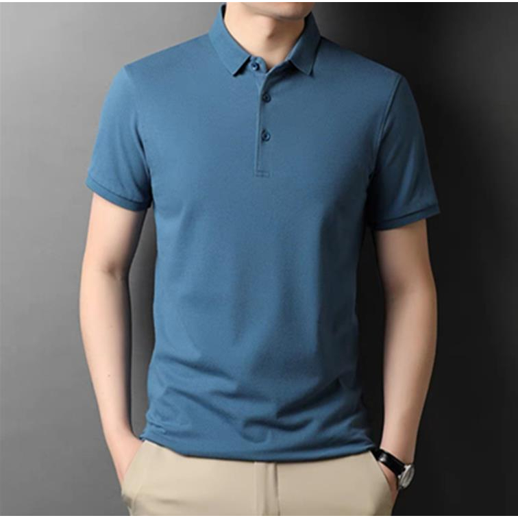 Fashion plain color silk cotton POLO short -sleeved T -shirt for unisex ...