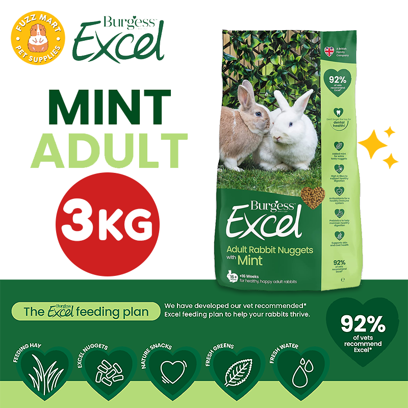 Burgess Excel Nuggets with Mint 3KG for Adult Rabbit Pellets Shopee Philippines