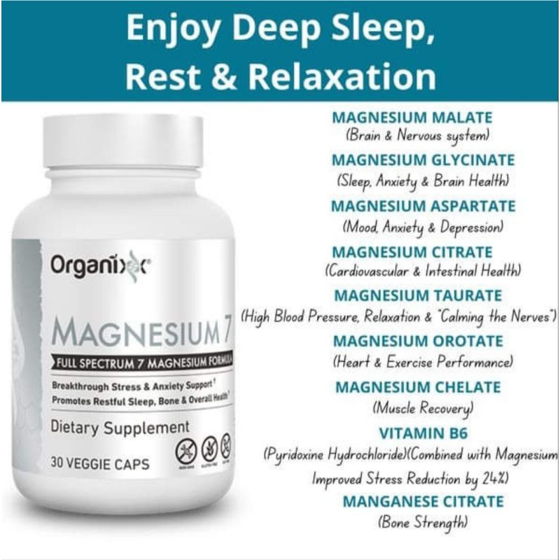 ORGANIXX MAGNESIUM 7 FORMULA FOR STRESS AND ANXIETY, DEEP SLEEP BONES