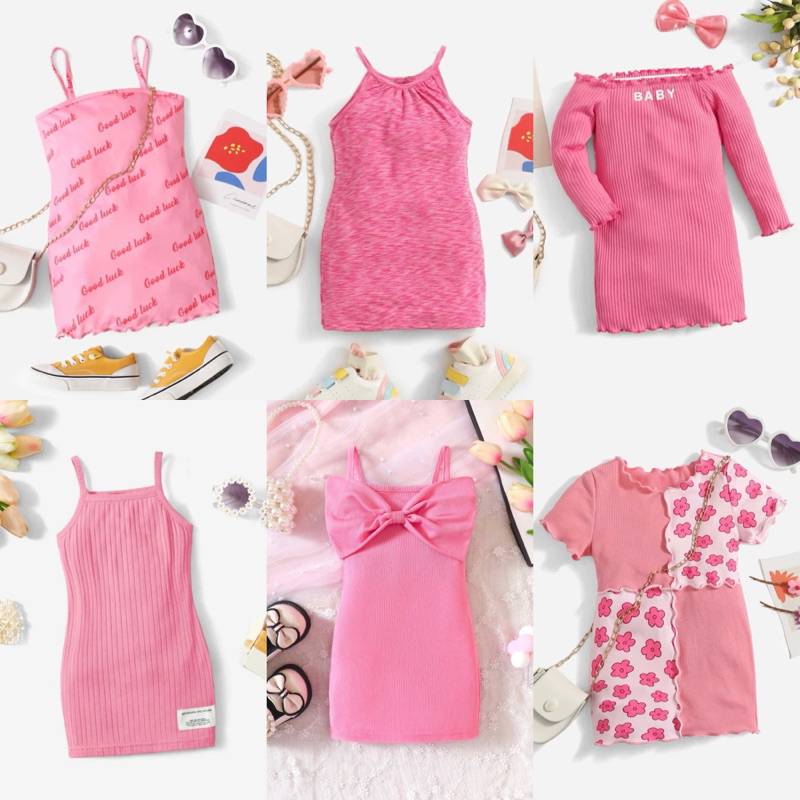(03 YEARS) Authentic Pink Baby Dresses High Quality for Kids OOTD