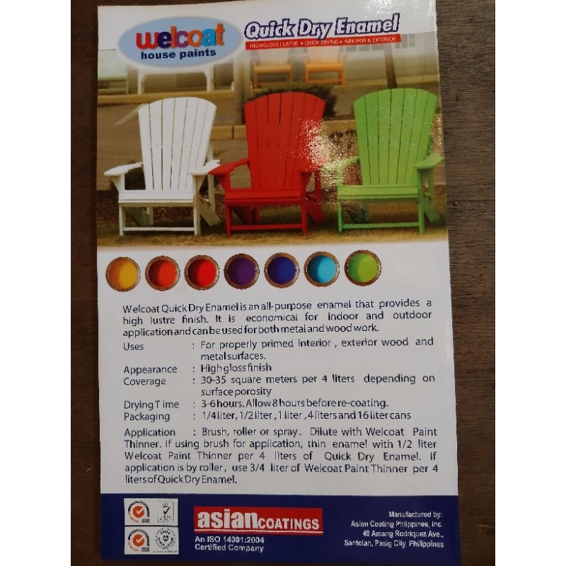 WELCOAT QUICK DRY ENAMEL COLOR CHART COMPLETE GUIDE FOR COLORS WOOD AND ...