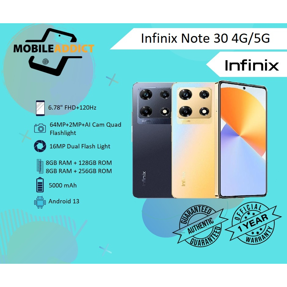 Infinix Note 30 4G/5G NTC, 1 year official warranty | Shopee Philippines