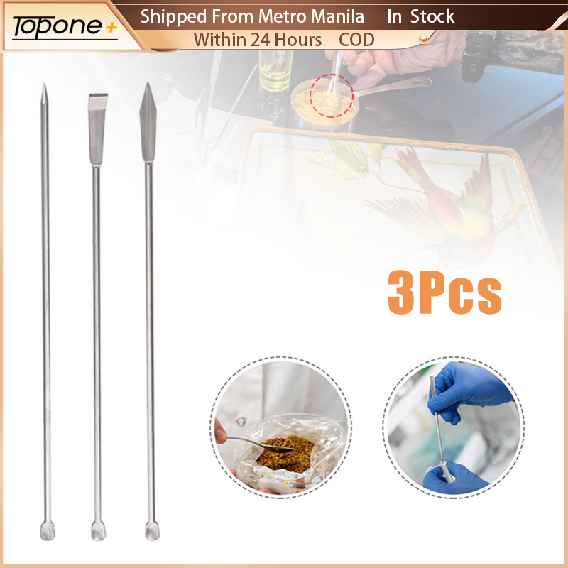 3Pcs/set Stainless Steel Micro Spatula Medicine Spoon Laboratory ...