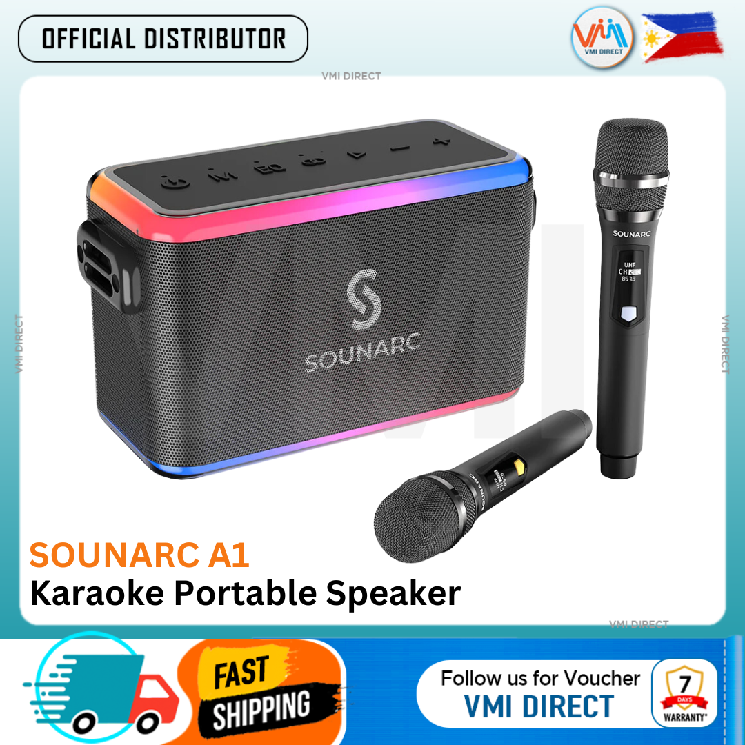 SOUNARC A1 Bluetooth Karaoke Speaker with 2 Wireless Microphone