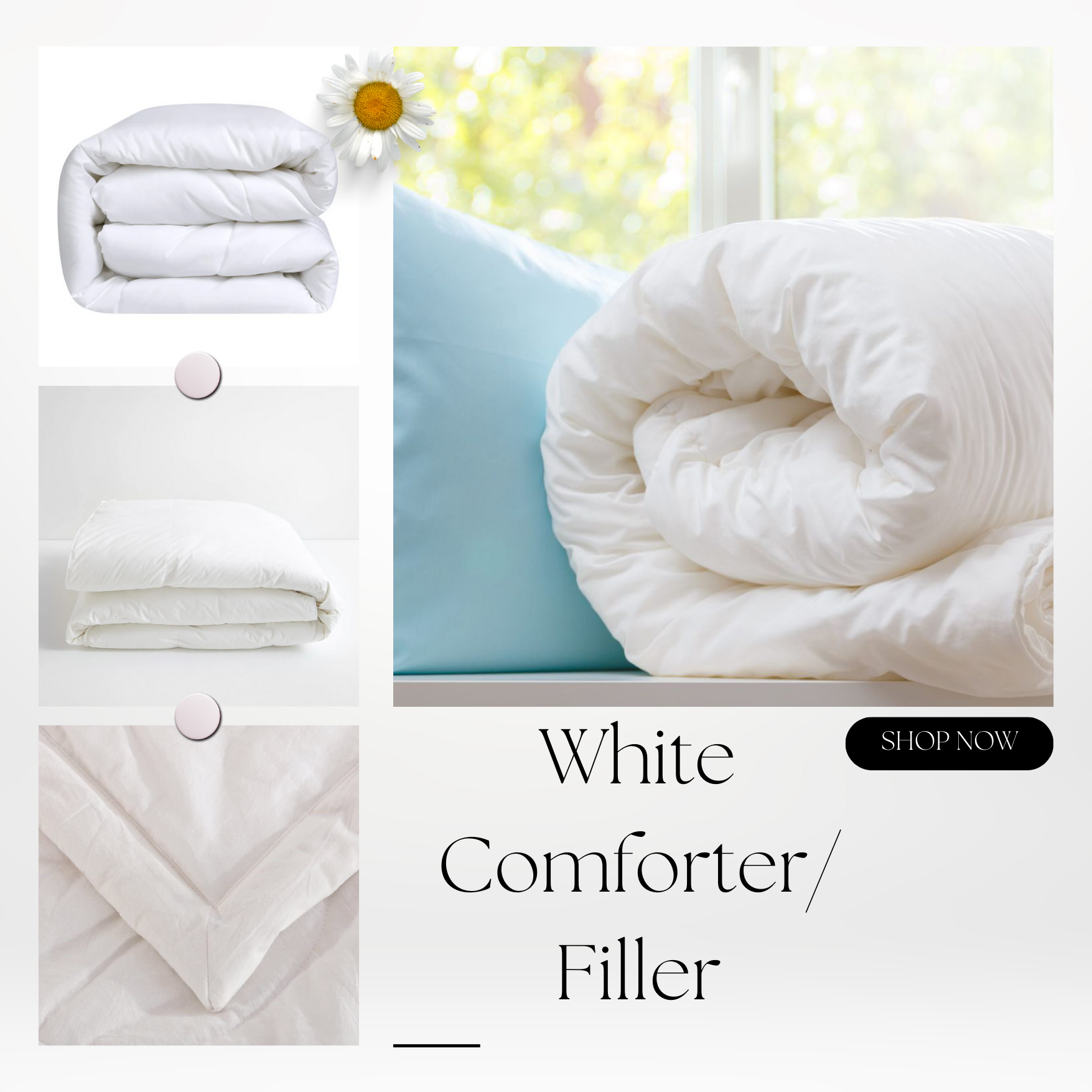 White Comforter/ Duvet Filler Thin/ Thick (Double, Queen, King