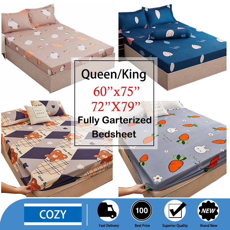 Colorful Fully Garterized Bedsheet Fitted Bed Sheet Canadian Cotton