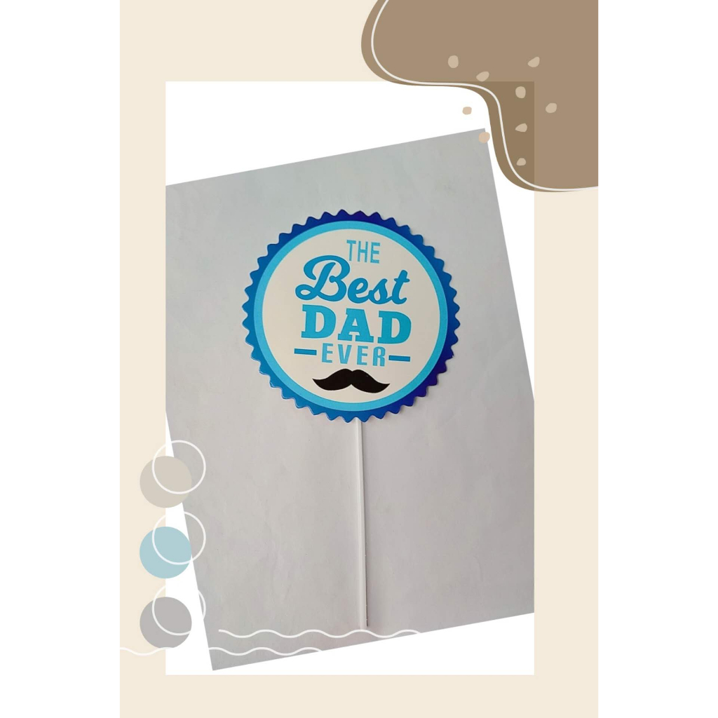 Best Dad Circle Happy Father S Day Paper Card Cake Topper Baking Props