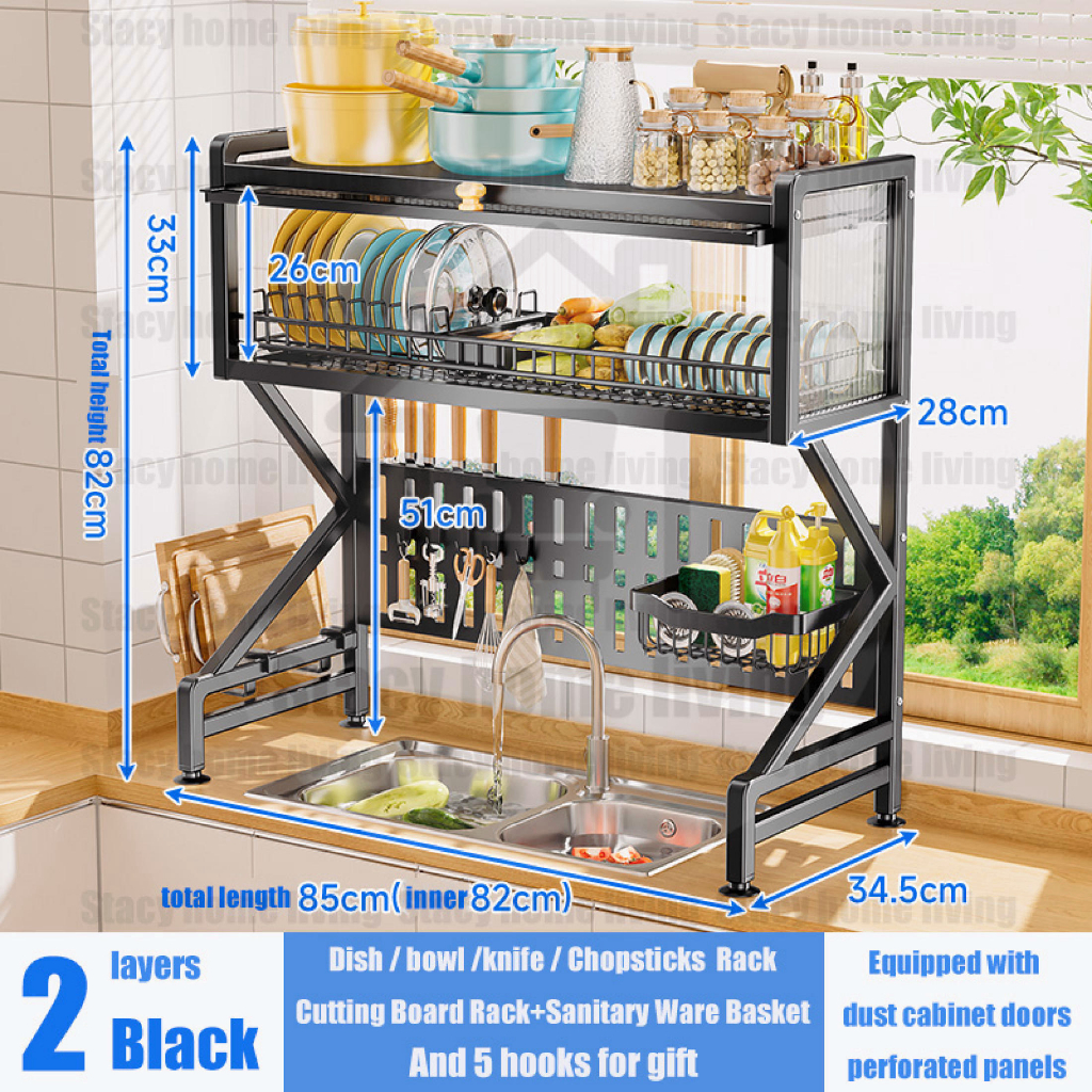 Dish Rack With Cover Drainer Sink Drying Dish Rack Drawer Plate Rack ...