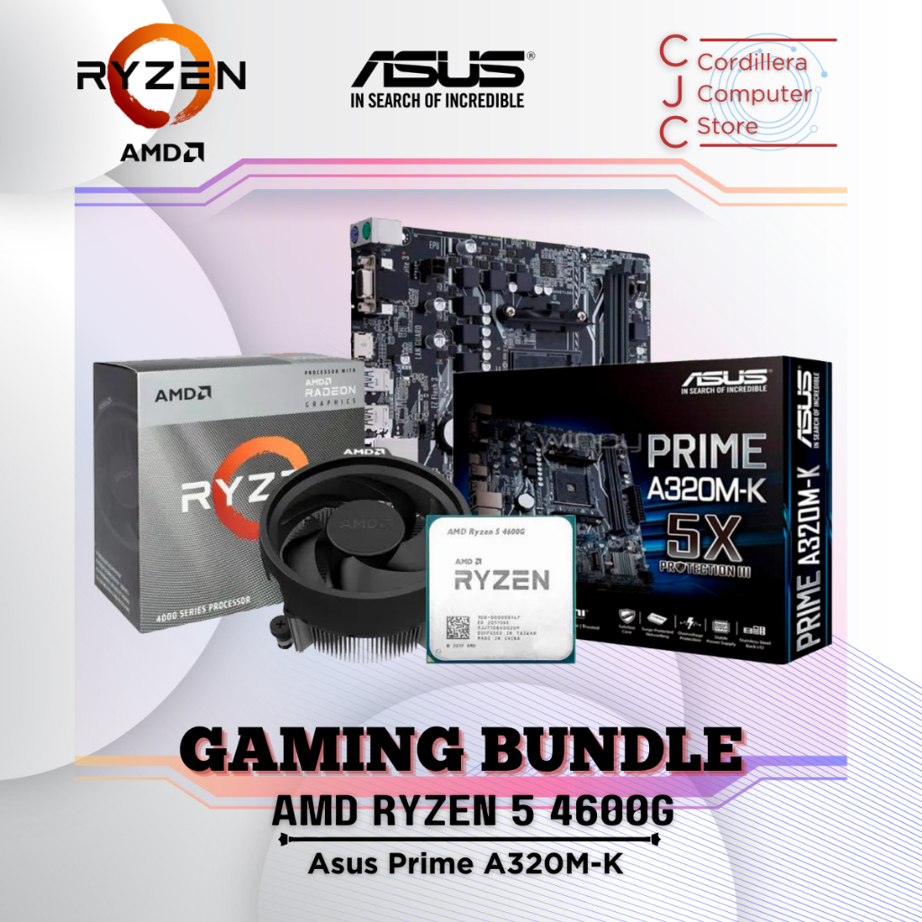 AMD Ryzen 5 4600G Processor + Asus Prime A320M Motherboard GAMING