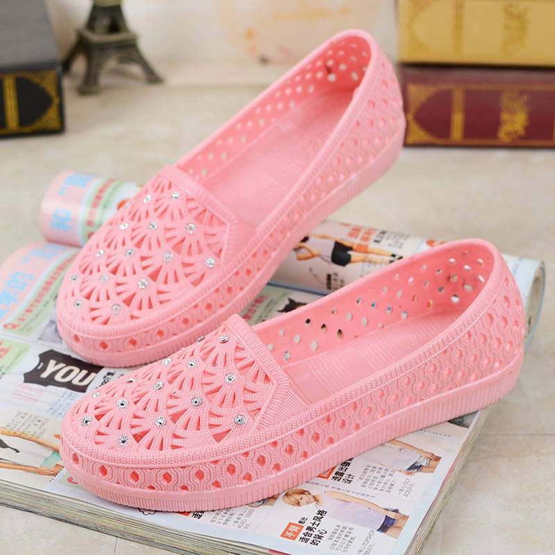 Summer Plastic Shoes For Women Female Nurse Shoes Slip On White Work Shoes Bird s Nest Hole Shoes Shopee Philippines