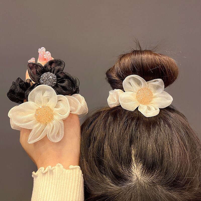 Summer Light Luxury Shiny Flower Elastic Hair Band/ Sunflower Hair Ring