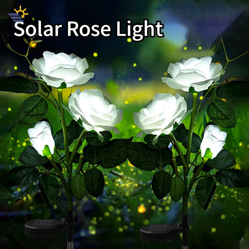 Solar Light Waterproof 3 Bigger Rose Flowers Lights for Garden Yard ...