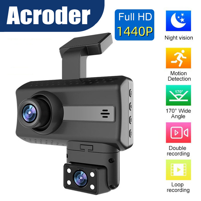Acroder Dash Cam Car 3 Inch Screen 1440P Dual Lens Loop Recording 24 ...