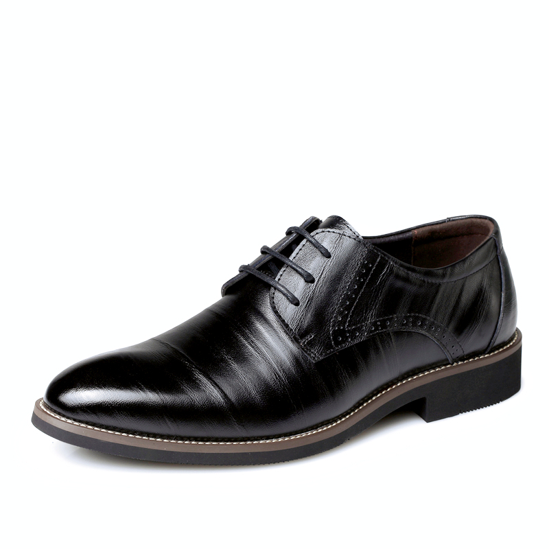 High-end Leather Shoes Pointed Toe Men's Business Leather Shoes Classic Black Brogue Men's Shoes Leather Wedding Shoes