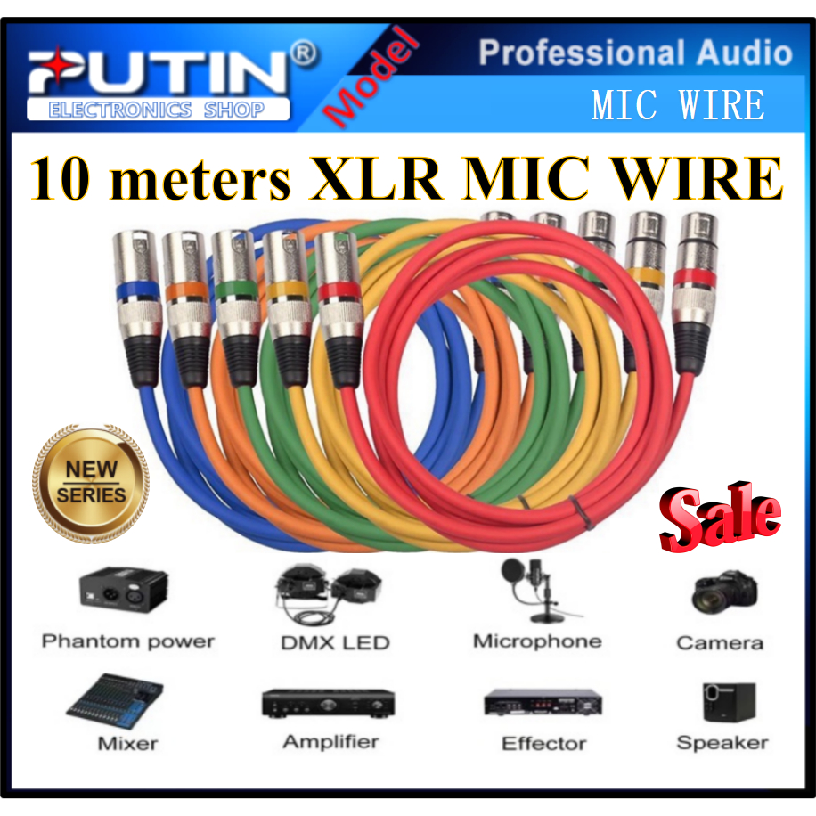 The 10m (XRL MIC WIRE) 3-Pin XLR Microphone Cable Male to Female ...