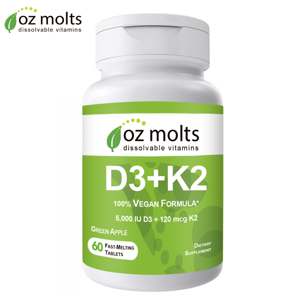Ozmolts 5000IU Vitamin D3 + K2 Chewables Calcium Absorption Immune