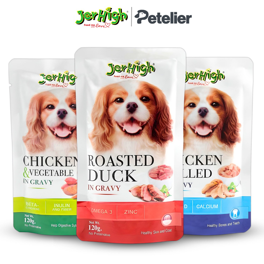 JerHigh Wet Dog Food in 120g Pouch, Gravy Adult/Puppy Shopee Philippines