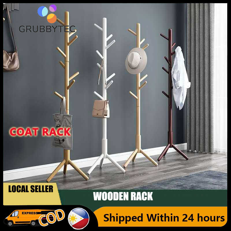 Hat Coat Rack Wooden Rack Flat Stand Coat Hanger coat rack Cloth Hanger  Hanging Rack Simple Triangle Tree-Shaped Clothes Rack