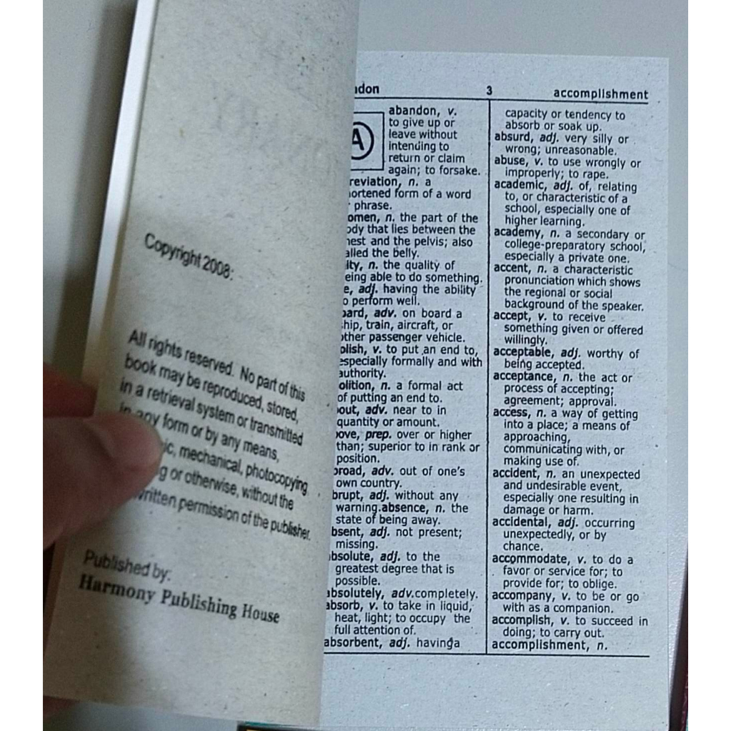 POCKET DICTIONARY , ENGLISH DICTIONARY , ENGLISH TAGALOG ETC. SIZE ...