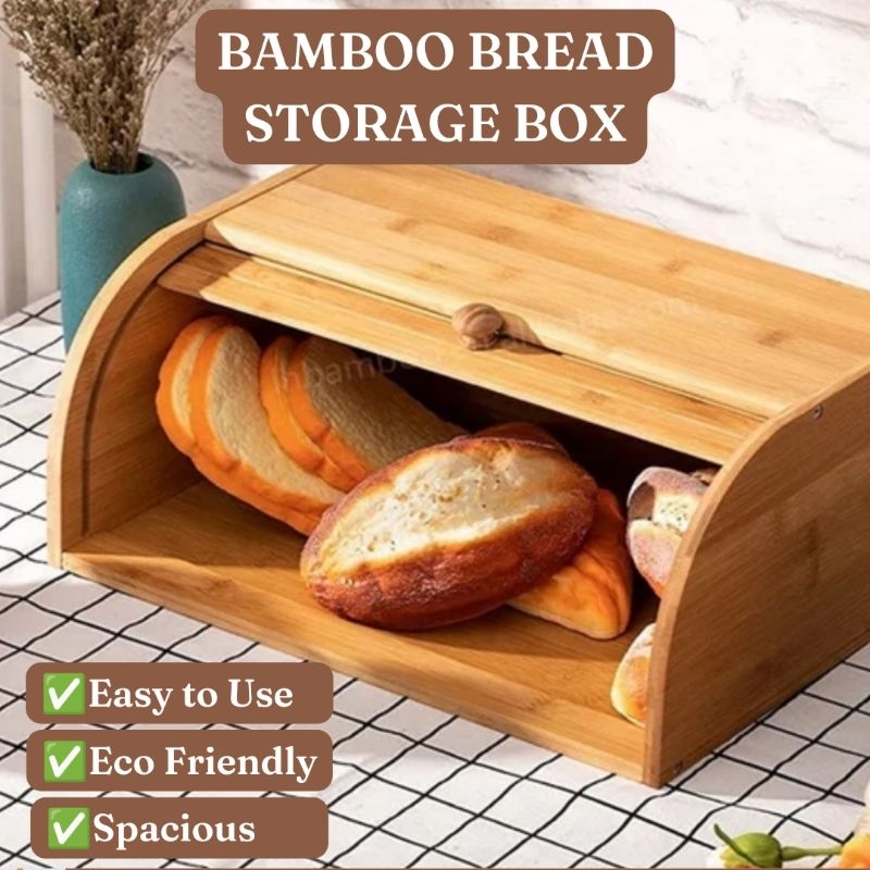 Bamboo Food Storage Box Roll up Bin Kitchen Organizer Container Keeper