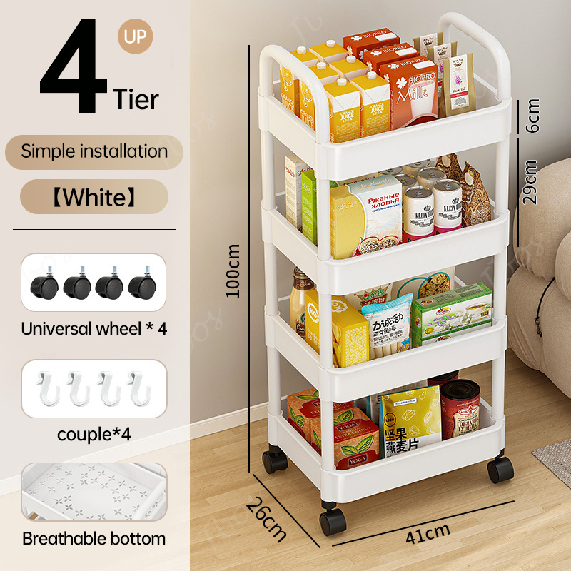 3/4/5 Layer Trolley Cart Organizer Moving Rack Storage Shelf for Room ...