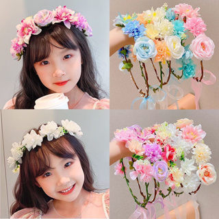 24 Pieces Multicolor Flower Headbands for Women Girls Floral Flower Crown  Hippie with Adjustable Elastic Flower Hair Band Daisy Hair Accessories for  Kids Baby Festival Wedding Party