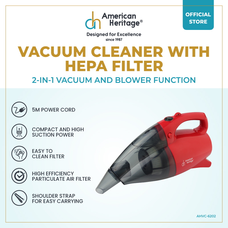 American Heritage Handy Vacuum Cleaner with HEPA Filter AHVC6202