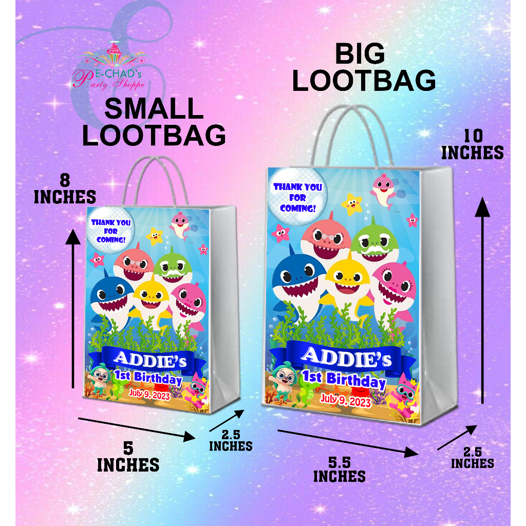 Baby Shark Loot bag / Paper Bag (Sold by 10's) Shopee Philippines