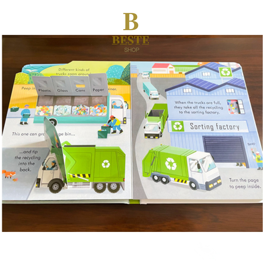 Usborne Peep Inside How A Recycling Truck Works English Educational 3D ...