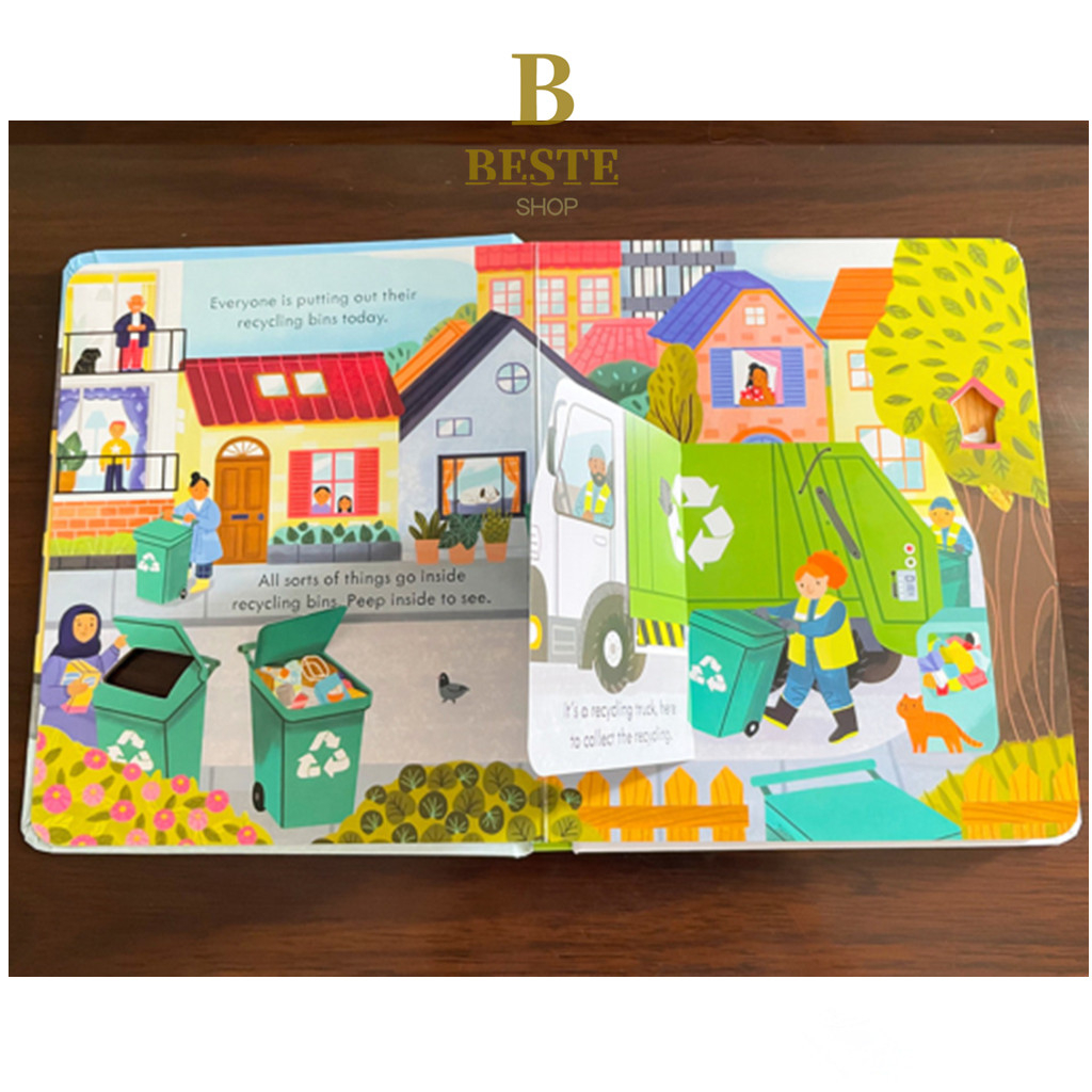 Usborne Peep Inside How A Recycling Truck Works English Educational 3D ...