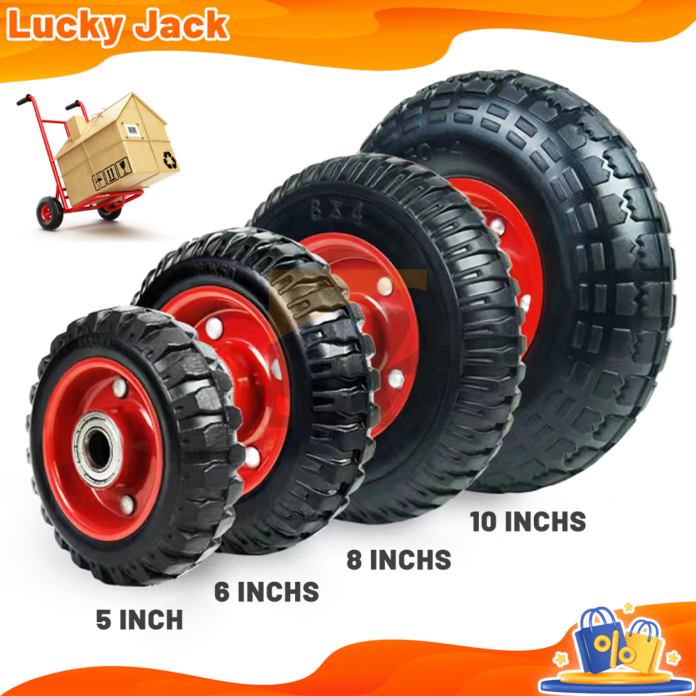Pneumatic Push Cart Steel Body Rubber Wheel 5inch/ 6inch / 8inch