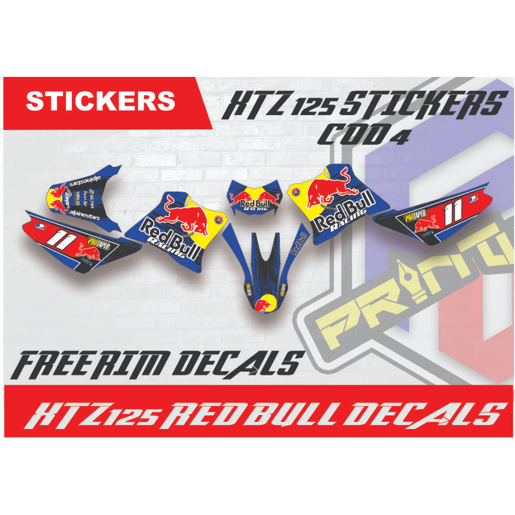 XTZ 125 RED BULL Design Decals Shopee Philippines