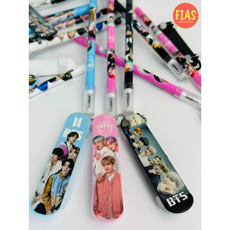 12 Pieces BTS Skateboard Gel Pens | Shopee Philippines