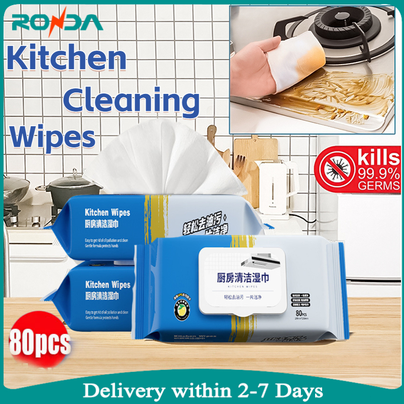80Pcs Kitchen Wipes Multipurpose Dish Cleaning Wipes Degreasing Anti