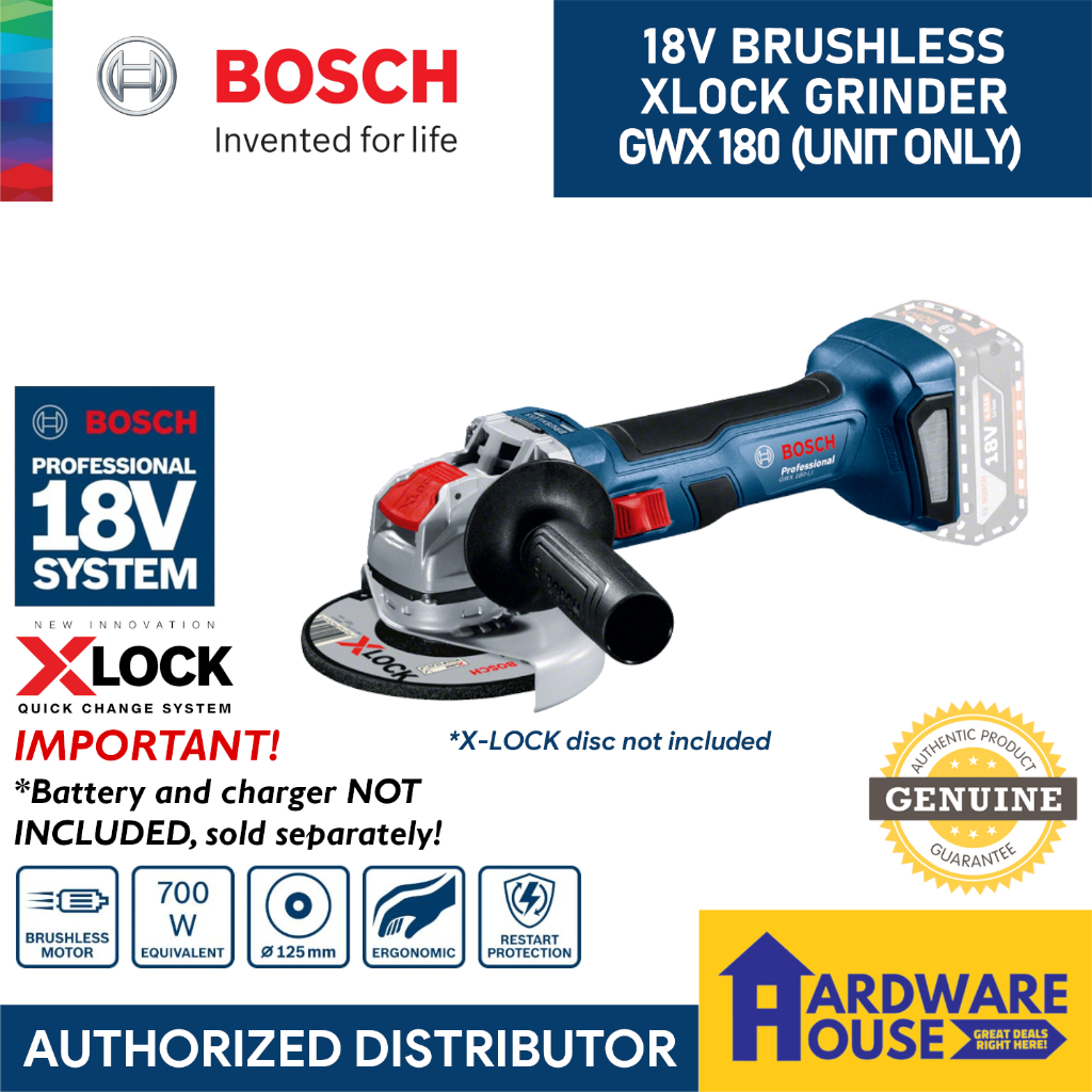 ORIGINAL BOSCH 18V Brushless XLock Angle Grinder GWX 180 Cordless