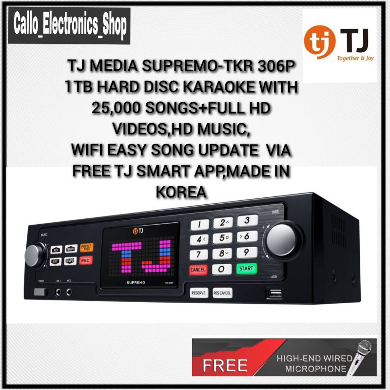 Tj Media Supremo Tkr 306p 1tb Hard Disc Karaoke With 25000 Songs Opm