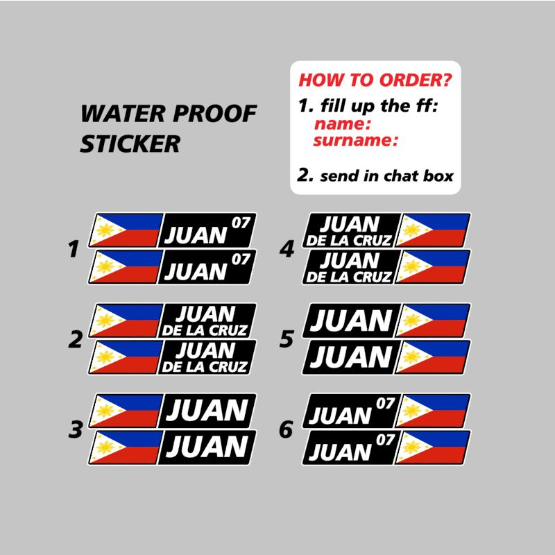 2pcs Customize Name With PH Flag/ 100% waterproof/ high quality print ...